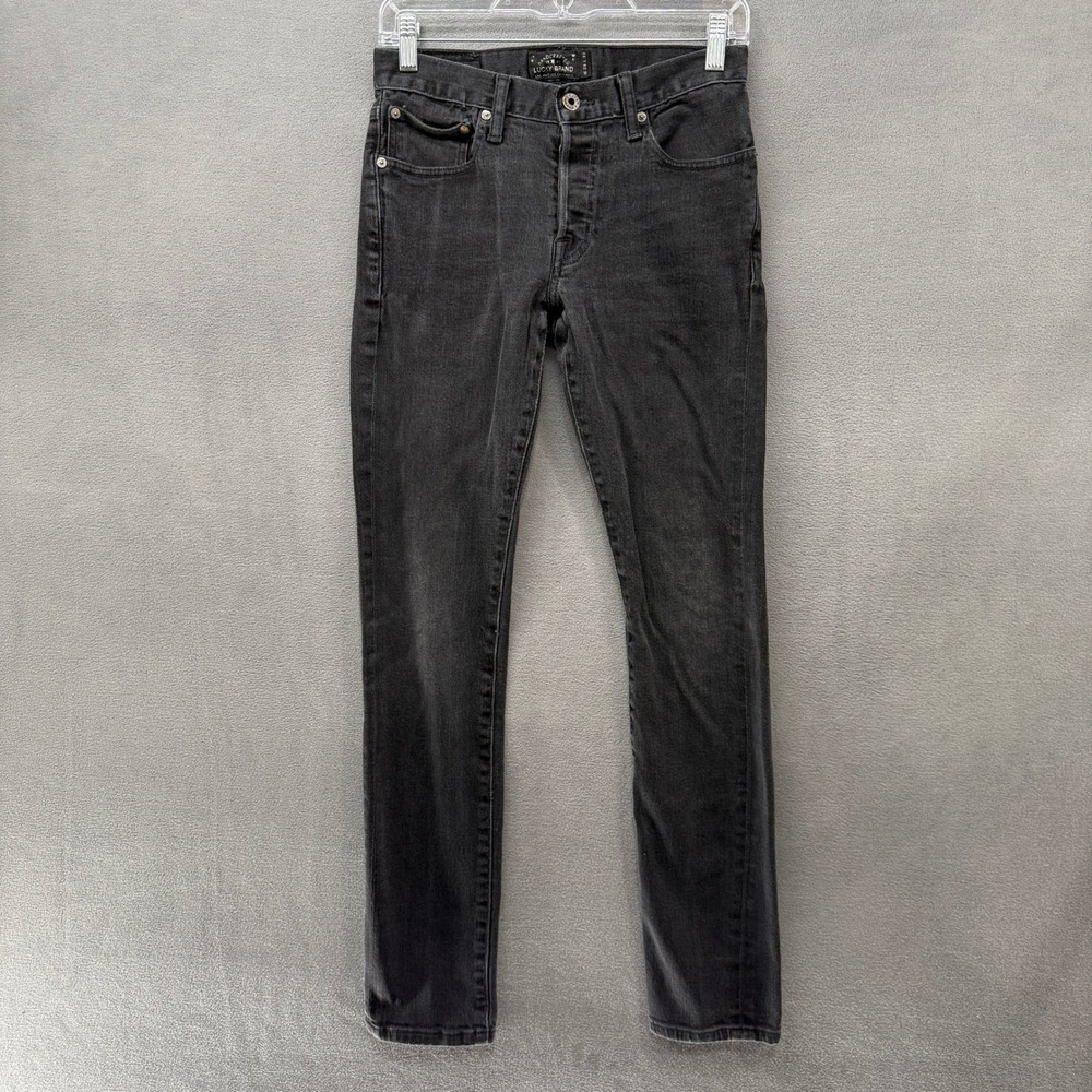 Lucky Brand 1 Authentic Skinny Jeans Faded Black Button Fly Mens 28x32